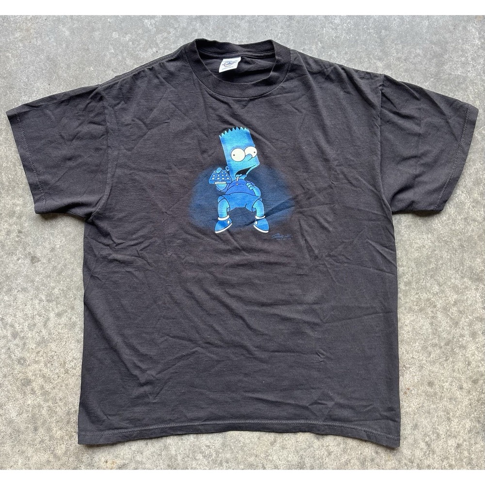 Vintage Y2K 2001 Simpsons Bart Simpson Zombie TV Cartoon T Shirt Size Large